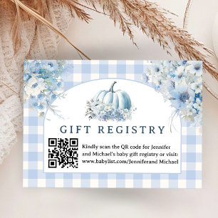 Blue Pumpkin Baby Shower Fall Gift Registry Enclosure Card