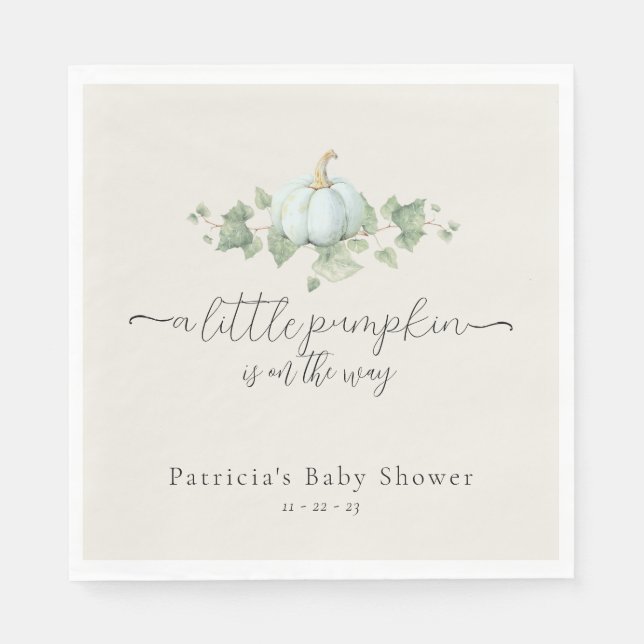 Blue Pumpkin Baby Shower Gender Neutral Napkins (Front)