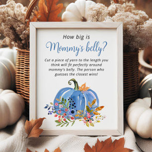 Blue Pumpkin Baby Shower How big is Mommy’s belly Poster