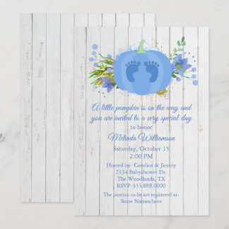 Blue Pumpkin Baby Shower Invitation