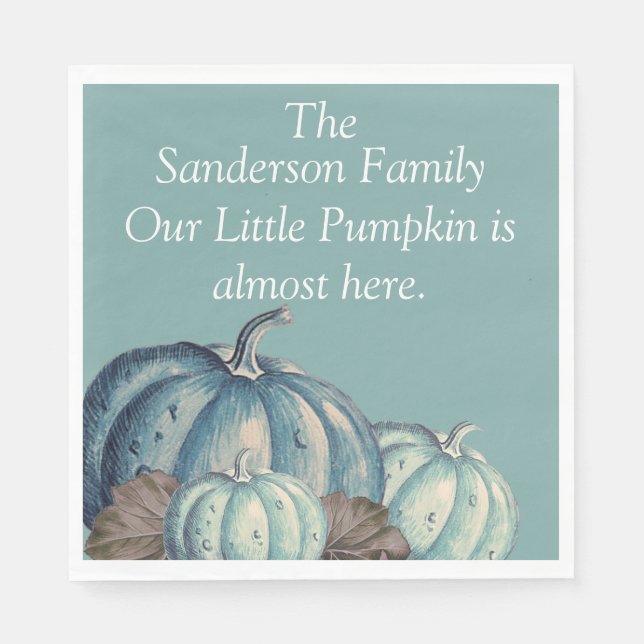  Blue Pumpkin Baby Shower Napkin (Front)