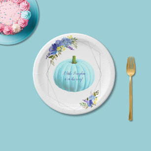 Blue Pumpkin Baby Shower Paper Plate
