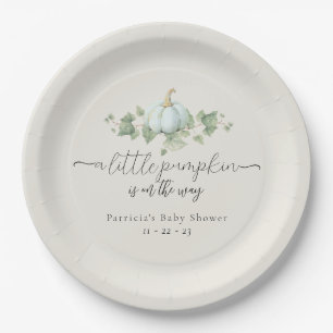 Blue Pumpkin Baby Shower Paper Plates