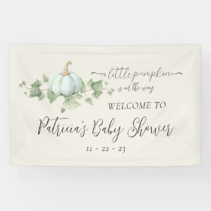 Blue Pumpkin Baby Shower Party Decor Signs Banner