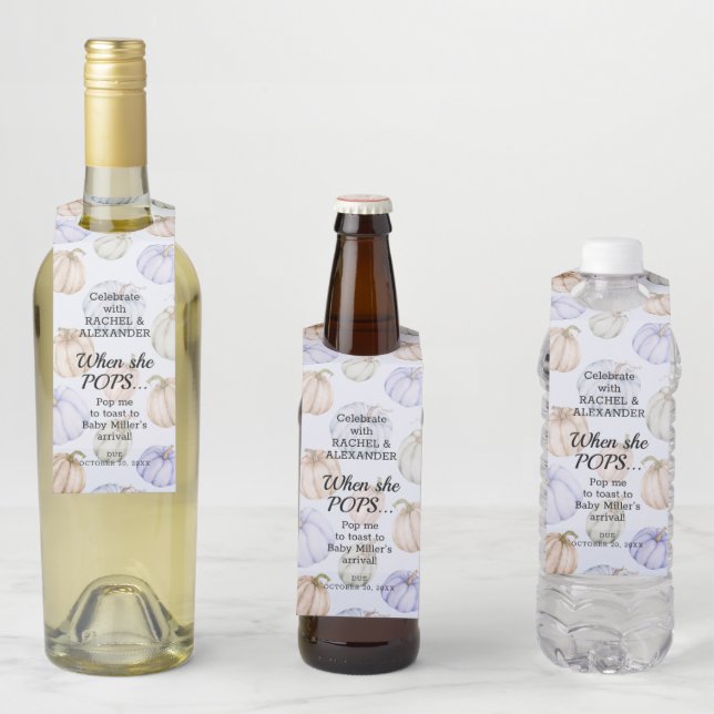 Blue Pumpkin Baby Shower Pop It Bottle Tag (In Situ)