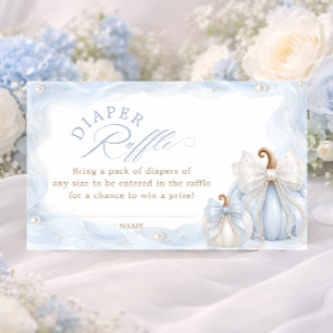 Blue Pumpkin Bow Baby Shower Diaper Raffle Ticket Enclosure Card