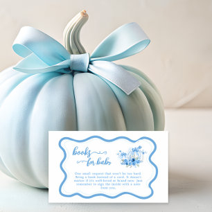 Blue Pumpkin Bow Boy Baby Shower Book Enclosure Card