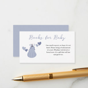 Blue Pumpkin Bow Boy Baby Shower Books For Baby Enclosure Card