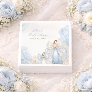 Blue Pumpkin Bow Elegant Baby Shower Napkin