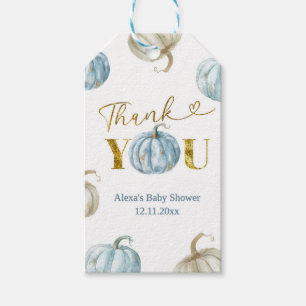 Blue Pumpkin Boy Baby Shower Favor Tag