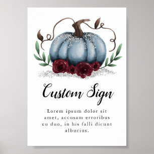 Blue Pumpkin Boy Baby Shower Sign