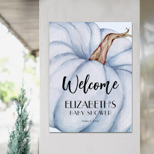 Blue Pumpkin Boy Baby Shower Welcome Poster