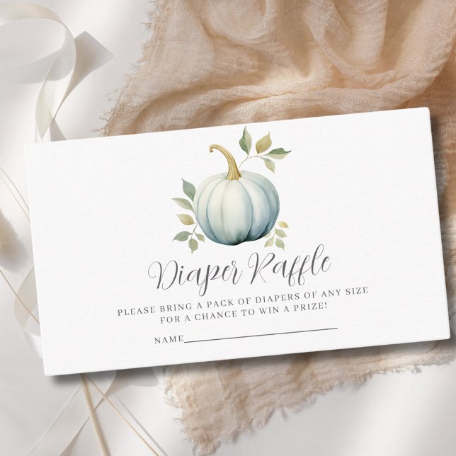 Blue Pumpkin Boy Diaper Raffle Baby Shower  Enclosure Card (Creator Uploaded)