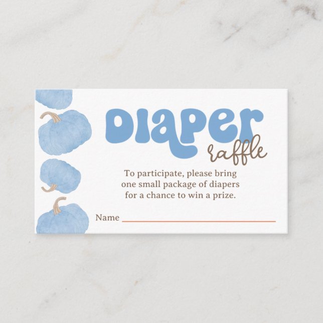 Blue Pumpkin Diaper Raffle Baby Shower Card (Front)