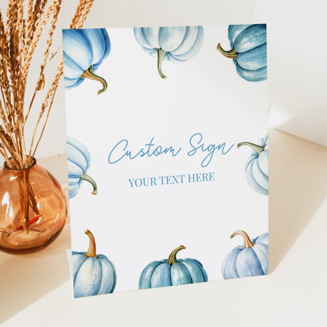 Blue Pumpkin Fall Autumn Custom Party Pedestal Sign (Creator Uploaded)