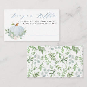 Blue Pumpkin Fall Baby Shower Diaper Raffle Game Enclosure Card