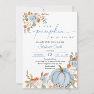 Blue Pumpkin Fall Baby Shower Invitation