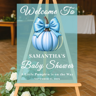 Blue Pumpkin Fall Baby Shower Welcome Acrylic Sign