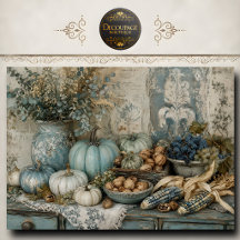Blue Pumpkin Fall Harvest Decoupage
