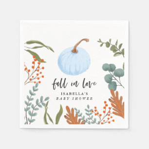 Blue Pumpkin Fall In Love Baby Shower Napkin