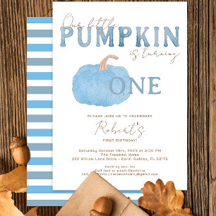 Blue Pumpkin First Birthday Invite