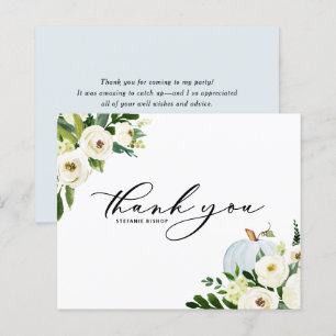 Blue Pumpkin Greenery Graduation Thank You Card