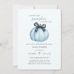 Blue Pumpkin Polka Dots Baby Shower Invitation
