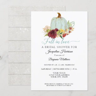Blue Pumpkin Rustic Burgundy Floral Bridal Shower Invitation