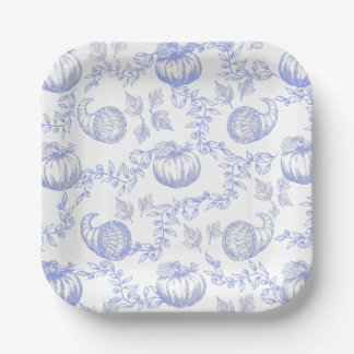 Blue Pumpkin Toile Square Plate 7inch