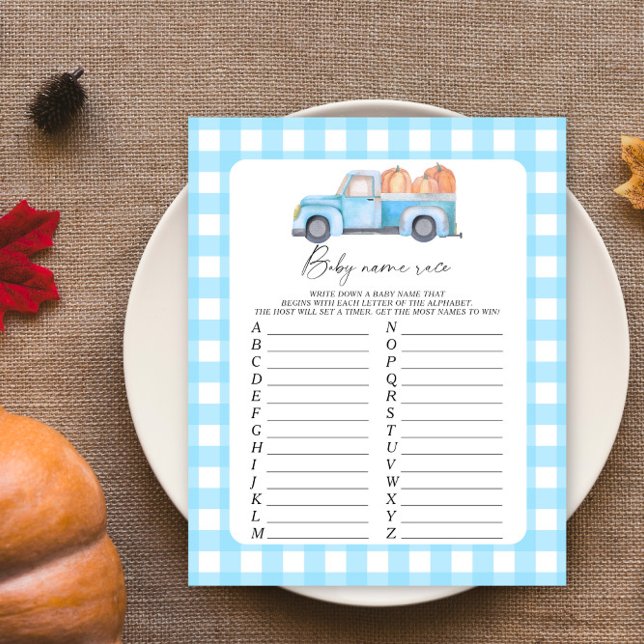 Blue pumpkin truck - Baby name race game (Creator Uploaded)