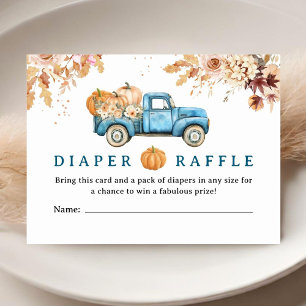 Blue Pumpkin Truck Baby Shower Diaper Raffle Enclosure Card