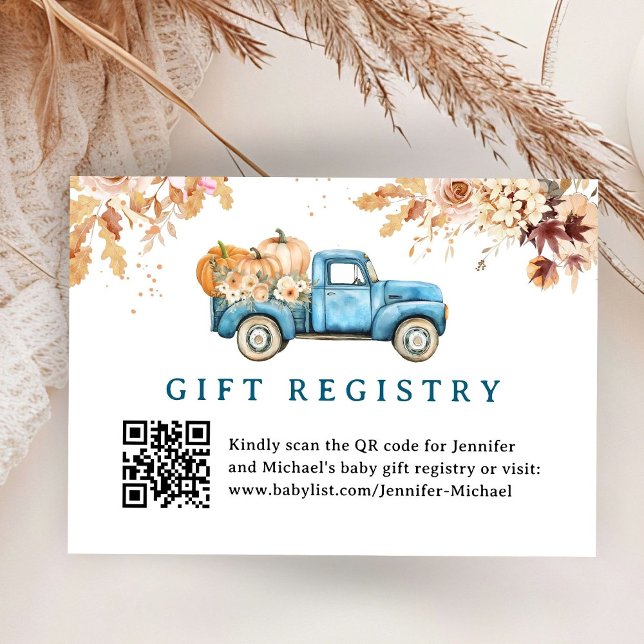 Blue Pumpkin Truck Baby Shower Gift Registry Card (Creator Uploaded)
