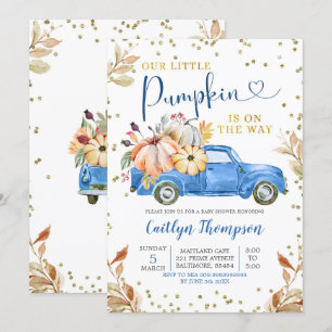 Blue Pumpkin Truck Baby Shower Invitation