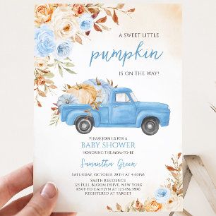 Blue Pumpkin Truck Baby Shower Invitation
