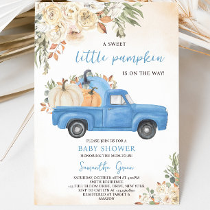 Blue Pumpkin Truck Baby Shower Invitation
