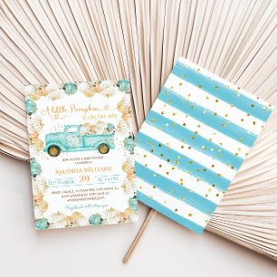 Blue Pumpkin Truck Baby Shower  Invitation