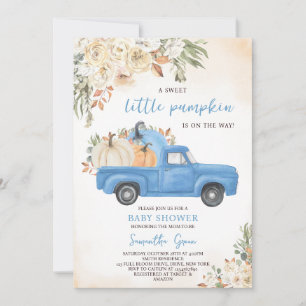 Blue Pumpkin Truck Baby Shower Invitation