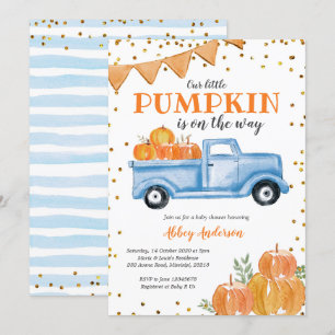 Blue Pumpkin Truck Baby Shower Invitation