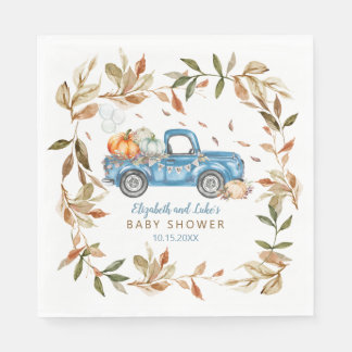 Blue Pumpkin Truck Baby Shower Paper Napkins 