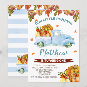 Blue Pumpkin Truck Birthday Invitation