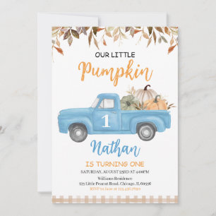 Blue Pumpkin Truck Birthday Invitation