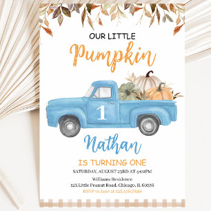 Blue Pumpkin Truck Birthday Invitation