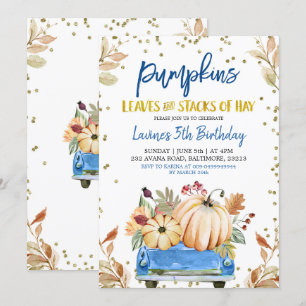 Blue Pumpkin Truck Birthday Invitation