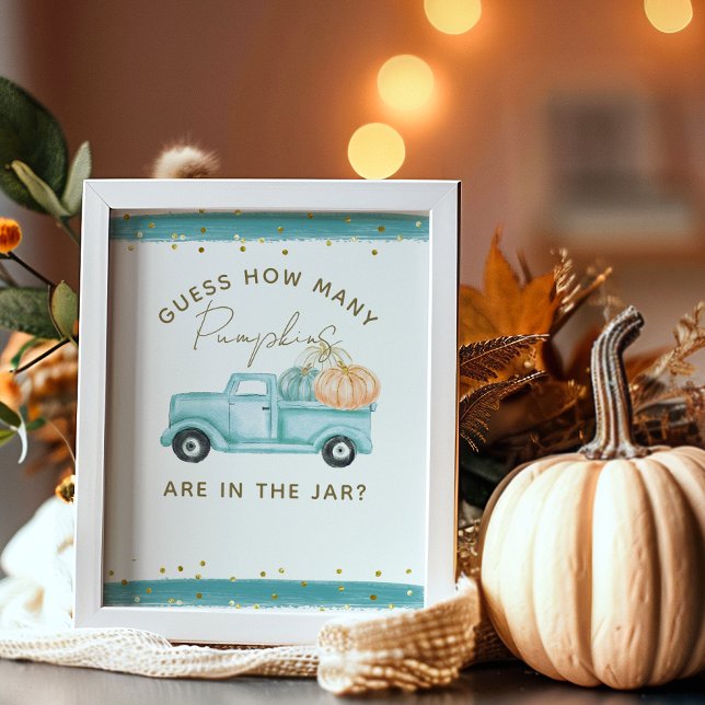 Blue Pumpkin Truck Guess Pumpkin Baby Shower Game Poster (Creator Uploaded)