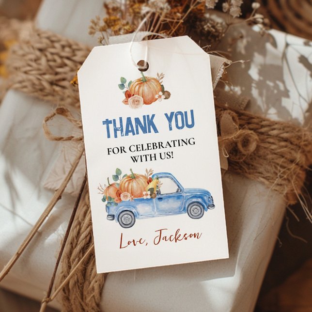 Blue Pumpkin Truck Party Thank You Tag  (Creator Uploaded)