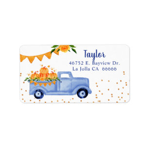 Blue Pumpkin Truck Return Address Label