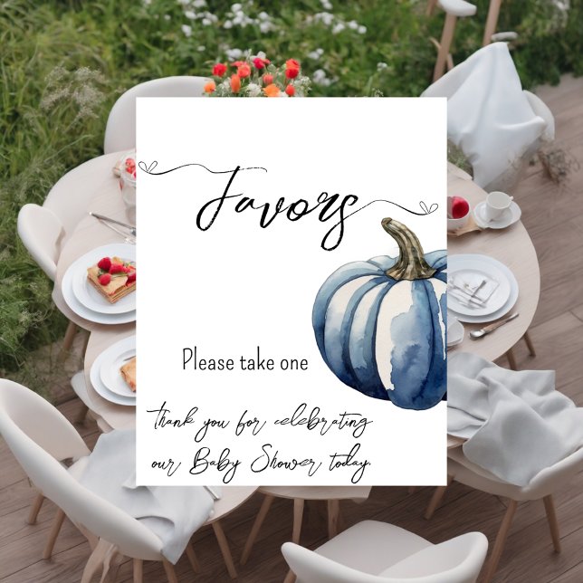 Blue Pumpkin Watercolor Baby Boy Shower  Favours Poster (Creator Uploaded)