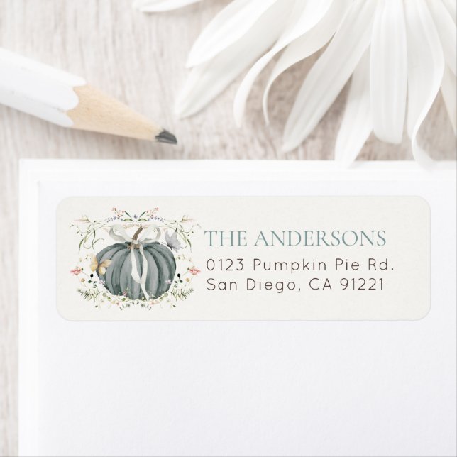  Blue Pumpkin Wildflower Butterfly Return Address (Insitu)
