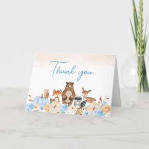 Blue Pumpkin Woodland Baby Shower Thank You Card