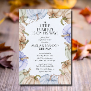 Blue Pumpkins Boy Baby Shower Invitation